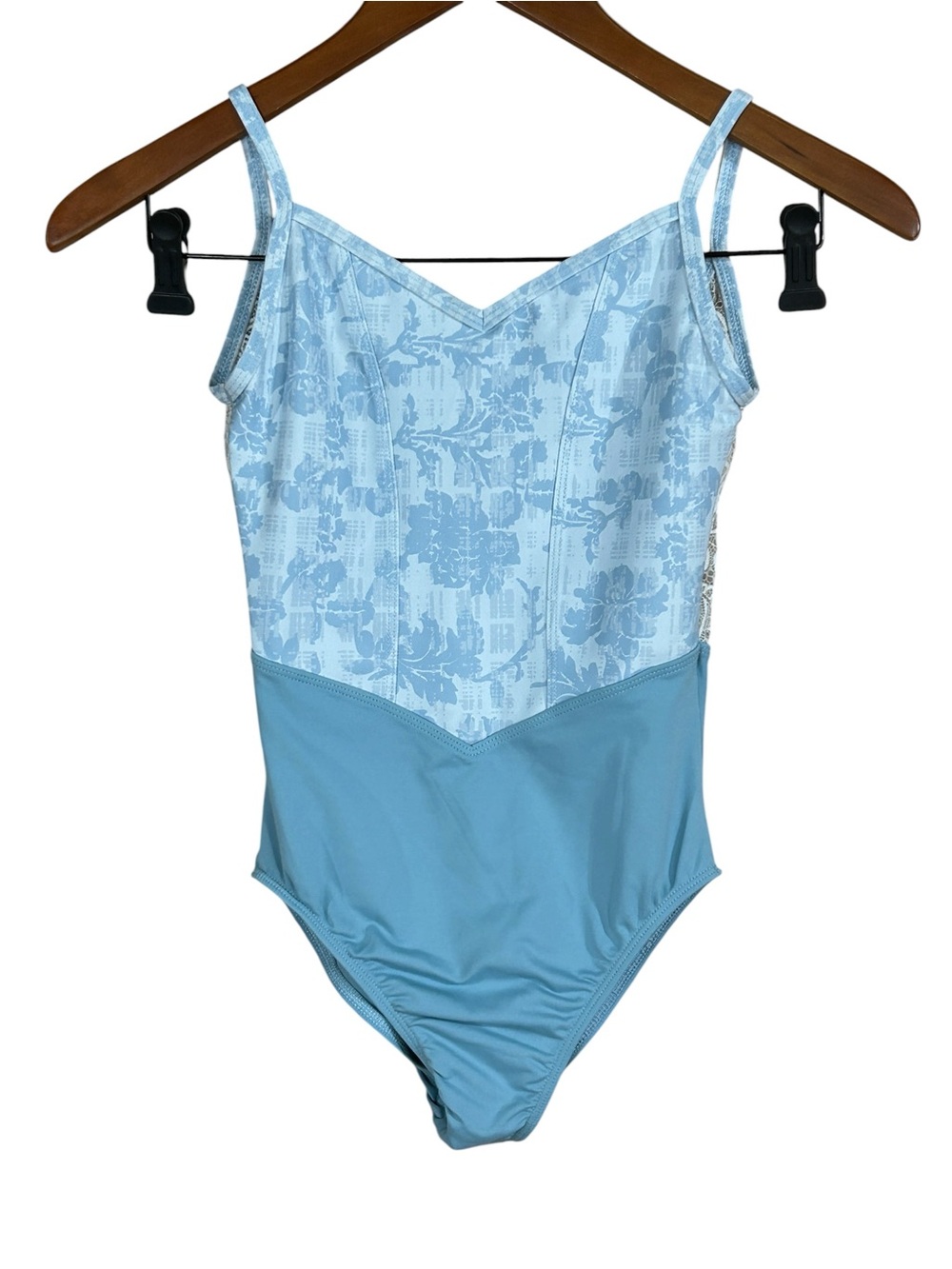 Danse de Paris Chanelle Ravielle Blue Floral Leotard AXS Women’s Extra Small
